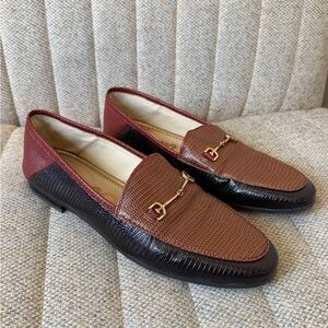 SAM EDELMAN "Loraine" bit Loafers in colorblock snakeskin patter, sz 9.5